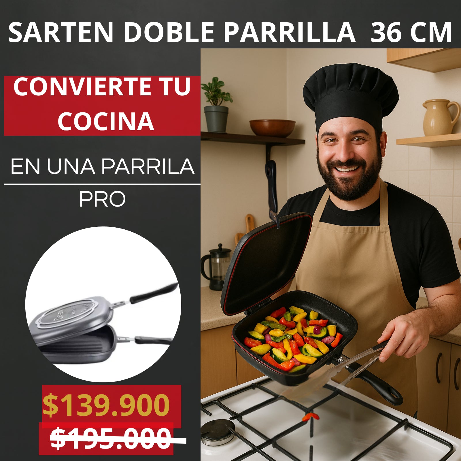 SARTEN DOBLE PARRILLA 36 CM® - FriendStory